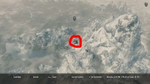 The quest marker on the in-game map.