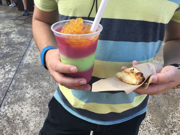 The bright colors and different textures make this drink so intriguing. The lumpia may not look like much, but it is full of flavor.
