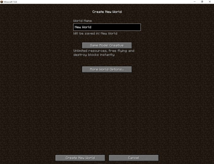 Setting a new world to Creative mode is easy to do and helpful for building enthusiasts.
