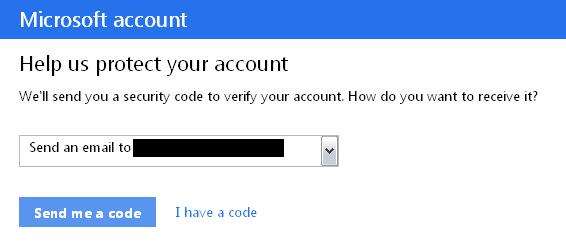 Select your email address and select "send me a code"