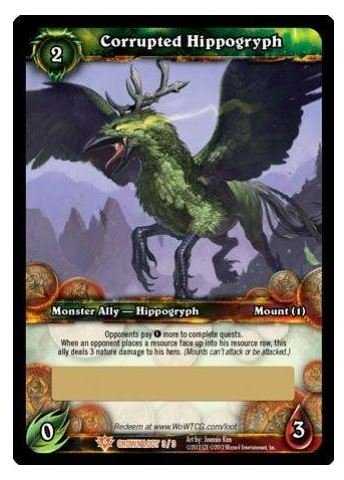 The loot card for the Corrupted Hippogryph mount.