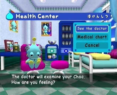 The Chao Doctor's medical chart will show you your chao's grades.