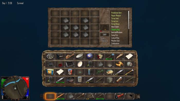 Arrange Stone in such a formation to build a forge, which is used to make advanced equipment. Not necessary for your first night, but definitely helps.