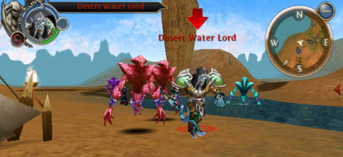 The Desert Water lord is near the Black Market, and it circles a small pond.