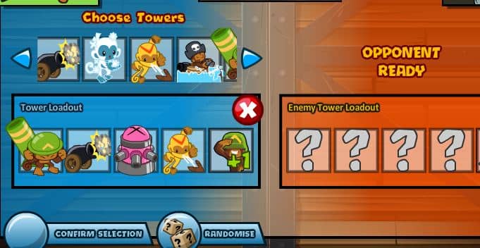 A player, choosing his towers, depending on the map, and possibly depending them on the opponent's.