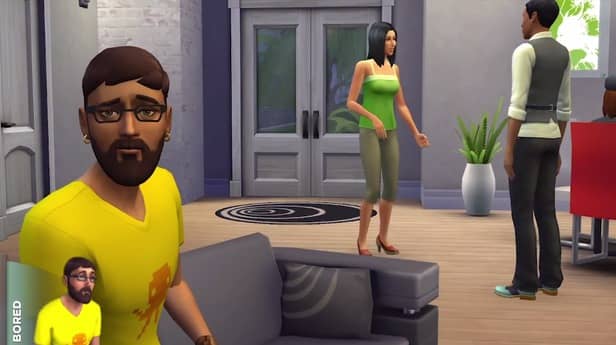 Your Sims can be 'bored' now, too! Luckily, they can choose to play "The Sims" on their computers.