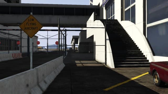 This fence at the South-West entrance can be knocked down with a vehicle easily. (NOTE: This fence does not break as easily in the next gen version.)