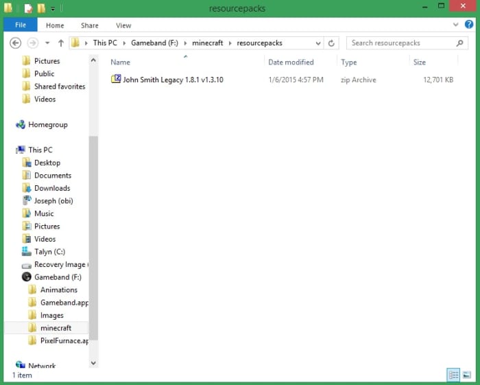 You can copy and paste any resource pack to Gameband just as you normally would.