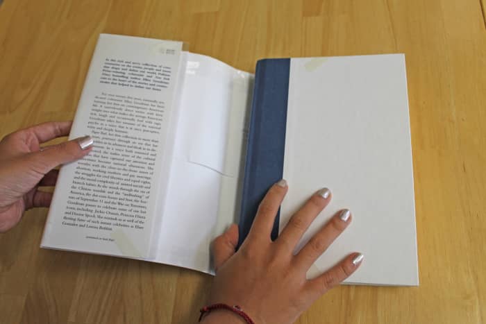 Take the original dust jacket off your book. You will be replacing it with one of these printable wizard-themed dust jackets.