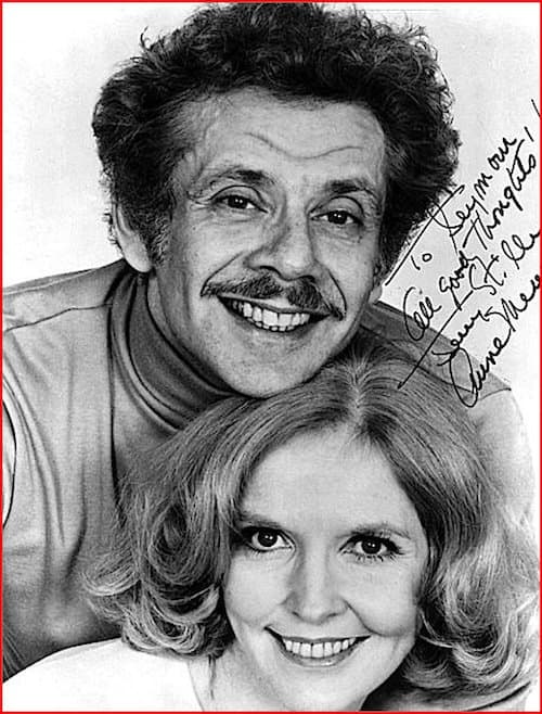 Comedians Jerry Stiller and Anne Meara. Parents of actor Ben Stiller. This is an authentic, hand-signed photo. Notice it is personalized to "Seymour."