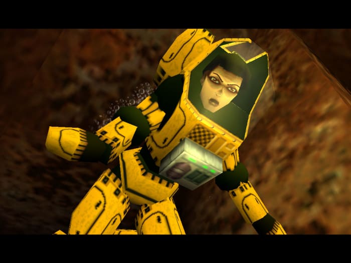 Lara in the deep sea diving suit from the Russia levels in Tomb Raider: Chronicles. Uploaded by user Wagnike2 on Tomb Raider wikia.
