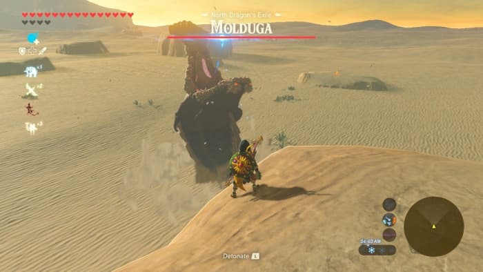 The Molduga is one of the larger monster mini-boss enemies in "The Legend of Zelda: Breath of the Wild."
