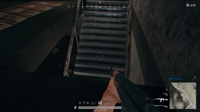 Camping at stairs is one way to make other PUBG players hate you. Also a decent survival trick.