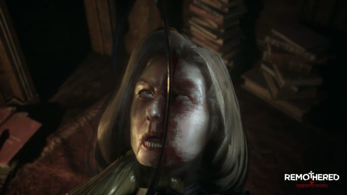 Maybe the cold steel of Dr. Felton's sickle will cure Rosemary's splitting headache in "Remothered: Tormented Fathers."
