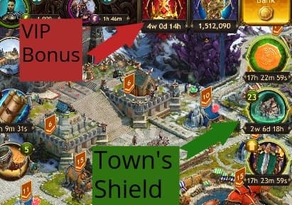 The VIP Bonus and Town Shield are two important ways to level fast in "Viking: War of Clans."