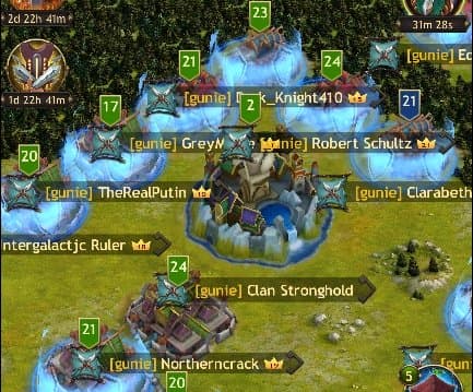 A "Vikings: War of Clans" clan, gathered in their stronghold.