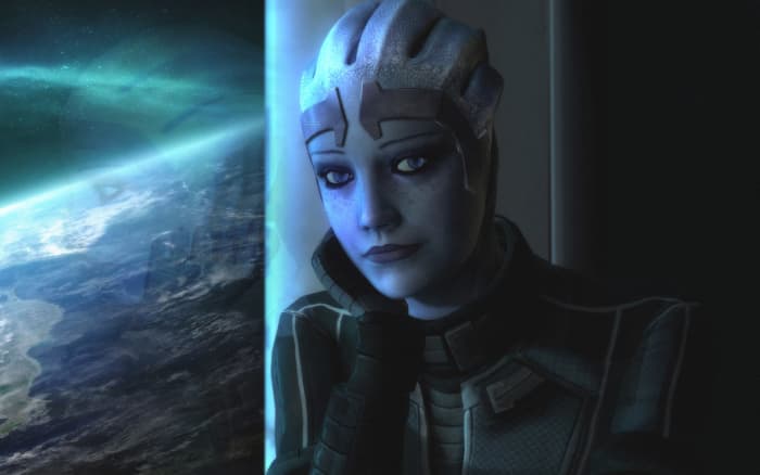 Liara is a beautiful alien that you can woo. 