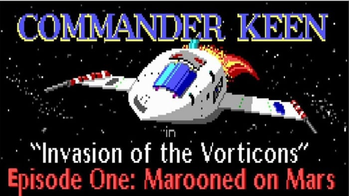 Title Screen for Commander Keen in Invasion of the Vorticons, episode 1 Marooned on Mars