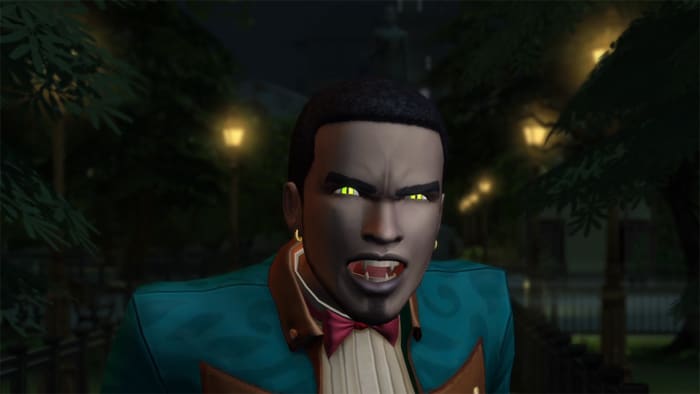 This vampire Sim is definitely showing off his dark form!