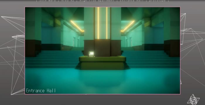 The 25th Ward: The Silver Case utilises a similar Film Window interface that its predecessor used. This consists of a smaller window on the screen where 3-dimensional backgrounds can be rendered.
