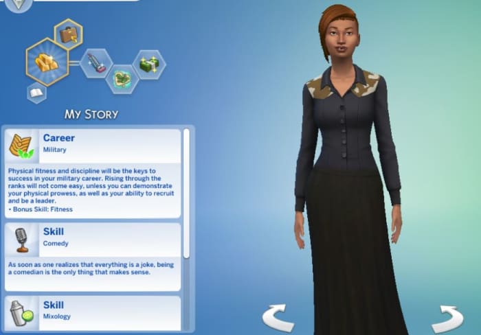 For me, this person's traits, aspirations, talents and jobs just didn't jive. I would have no idea how to play her, and that kills the fun.