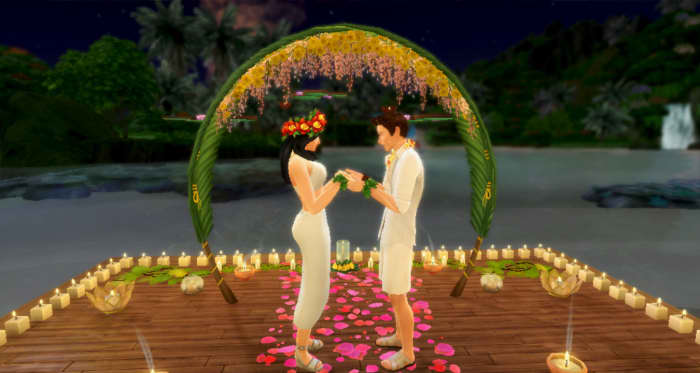 Find the perfect venue. Search the gallery for the perfect wedding venue if you can't build your own. It would be nice if a stuff pack included a chapel or reception hall.