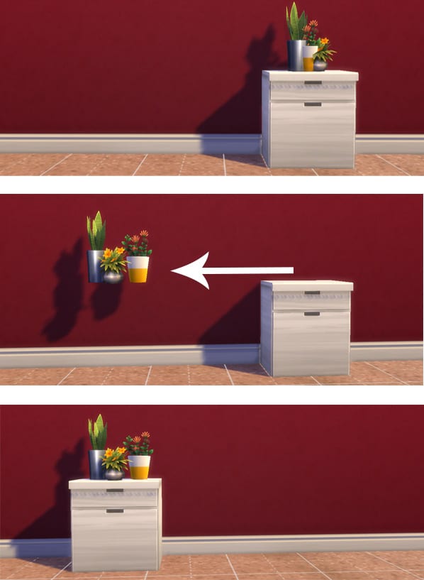 Because of the way surfaces are designed it's hard to arrange multiple items on top of them. Arrange the items while they're "floating" and then you can put the surface back in place to create an illusion.