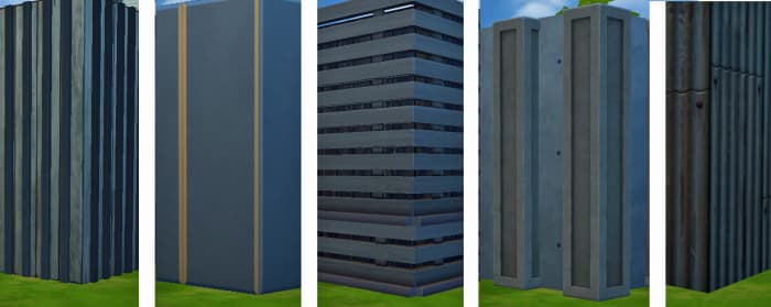 I combined different wall patterns, columns and items to come up with more industrial-looking crates, but I could always use siding or paneling as if my Sims refinished their walls to make them more attractive.