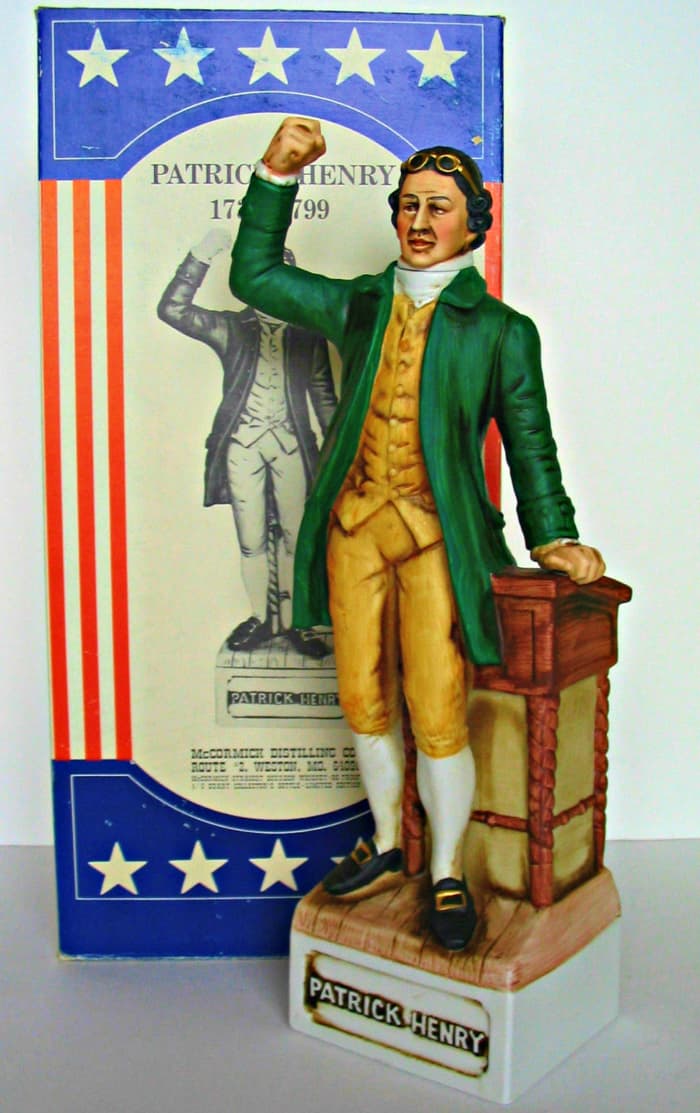 McCormick decanter of Patrick Henry (1736-1799) was known as the orator of the Revolution and inspired others to accept the Declaration of Independence as written by his friend Thomas Jefferson with the help of Benjamin Franklin and John Adams.