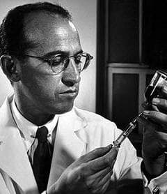 Jonas Salk, discoverer of one of the first successful polio vaccines.