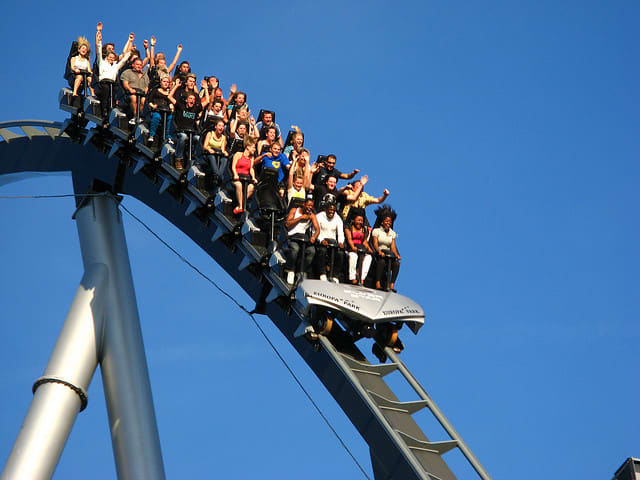 Drops such as this one in a roller coaster in Europa Park can cause a tingling feeling in your stomach.