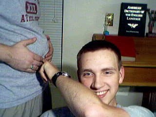 Me at the age of 14 or 15 playing around with a webcam that my family just barely got with one of my few friends.