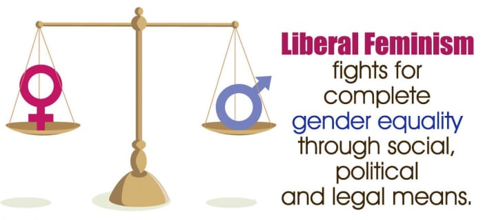 Liberal feminism advocates for equality between the sexes through social and political reforms, and legal means. Liberal feminists stress on the importance of an individual, and believe that every woman can assert her place in society & gain rights.