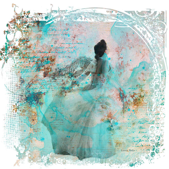Composited image: elements: Bronzeart wings, model from xxpaperflowerstock, background- MagicalReality