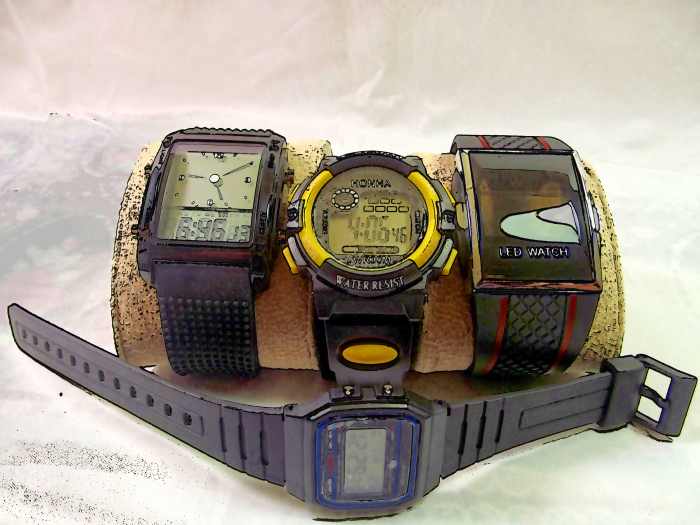 Selection of four inexpensive digital watches
