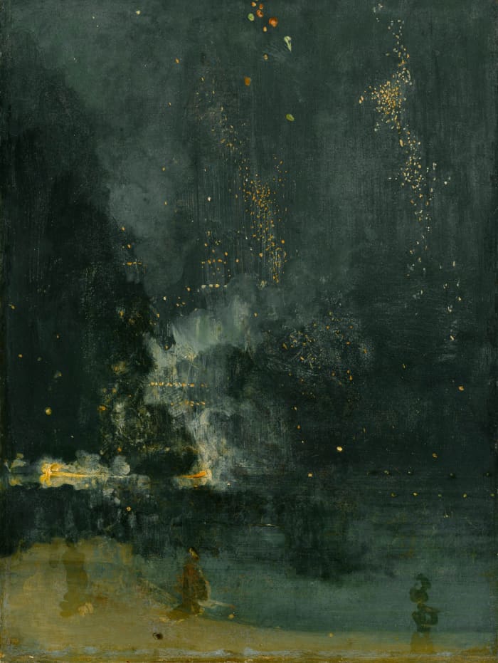 James Whistler: Nocturne in Black and Gold, The Falling Rocket Painting, oil on canvas from 1875.