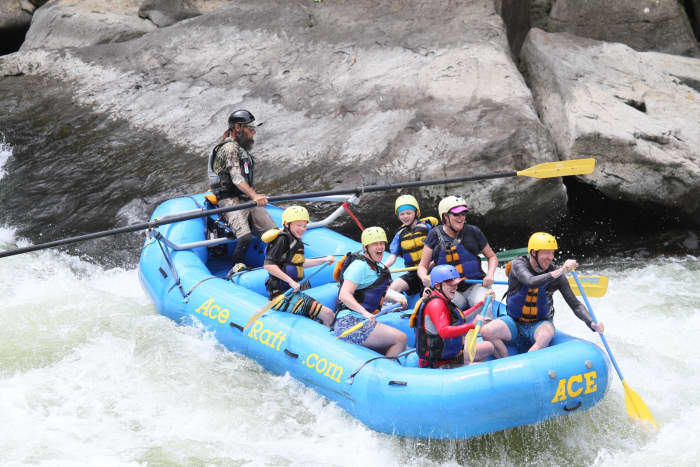 Rafting through Class V white water is one of the most exciting sports a family can experience. Kids as young as 9 years can participate in rafting trips on the lower New River.