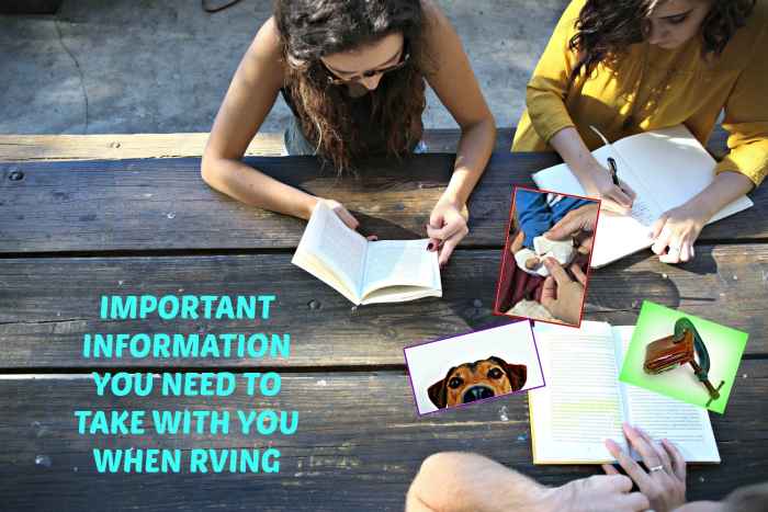 Taking important information with you when RVing is more important to do than most people realize.