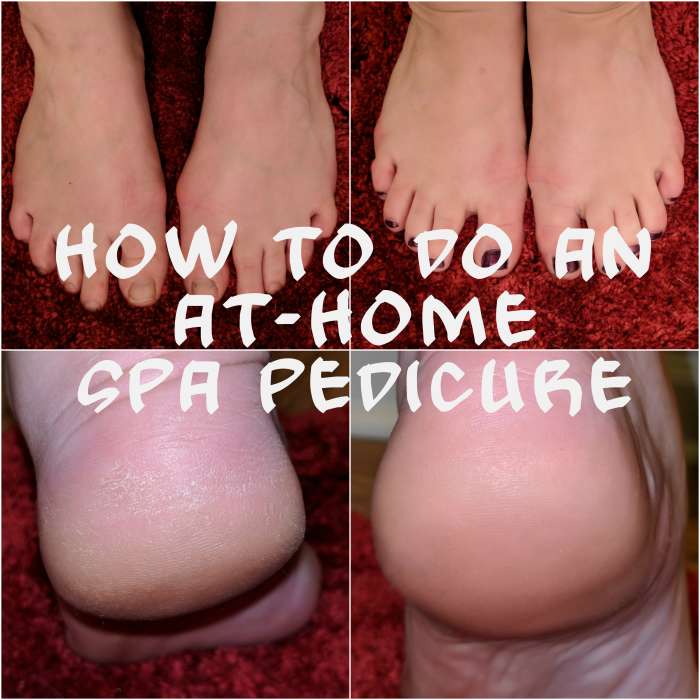 Before and after photos of my DIY spa pedicure.