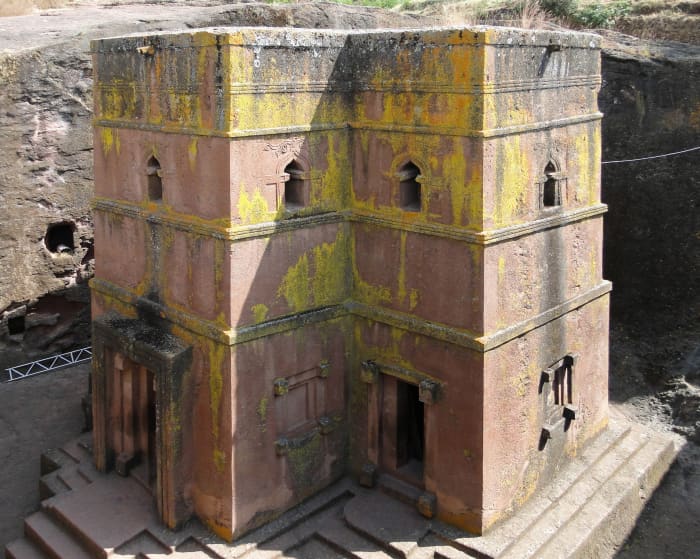 The Church of St. George, located in Lalibela, Ethiopia, is a pristine example of an Ethiopian Monolithic Church