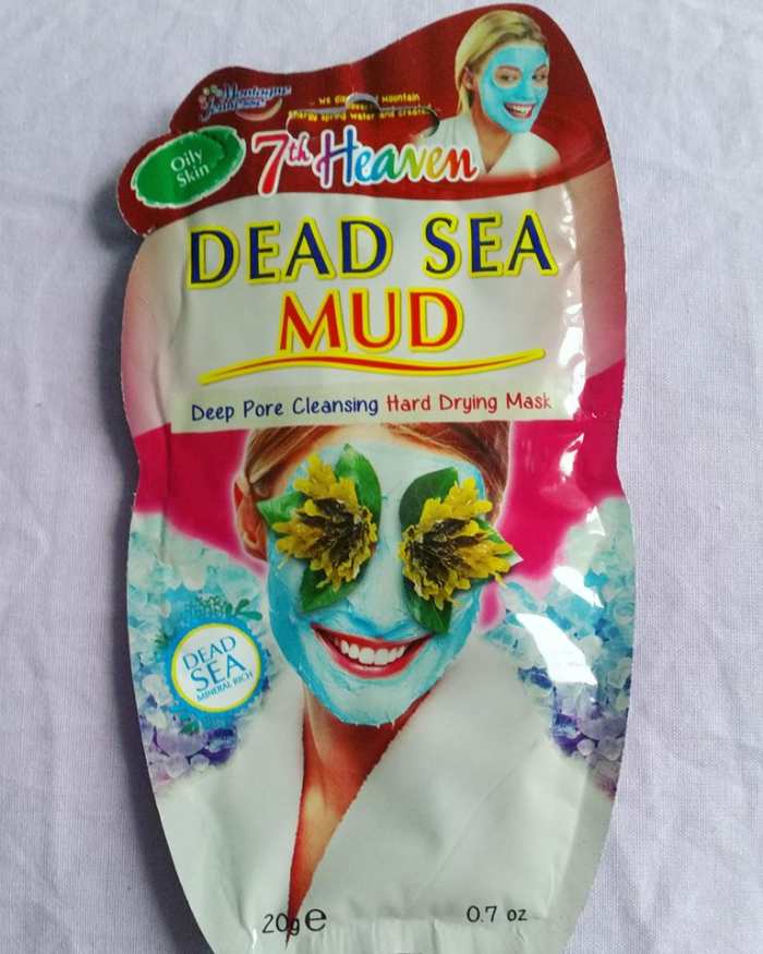 The outer packaging of the 7th Heaven Dead Sea Mud Face Mask.