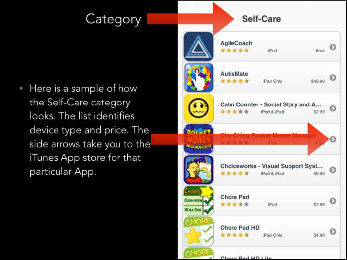 Autism Apps gives you the luxury of finding apps by category, device type, and price.