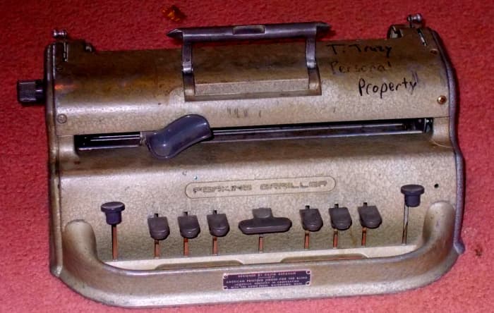 People who are deaf-blind may use a braillewriter like this one for written communication.