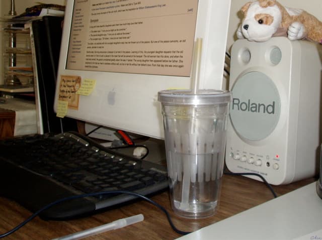 If you're a writer like me, or a programmer or gamer or some another kind of computer nerd, next to the computer is a great place to keep a bottle of water.