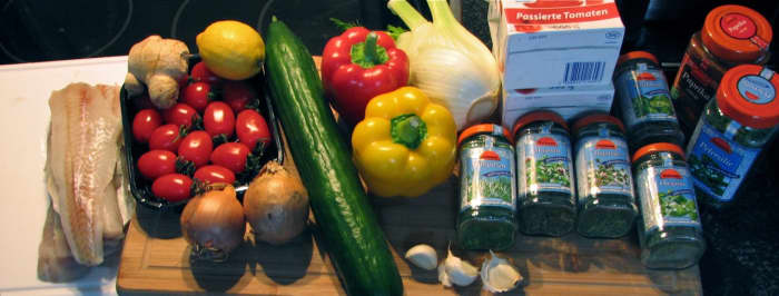 Plenty of fresh vegetables, tomatoes, fish, herbs and spices - a healthy and anti-inflammatory French-style fish soup.