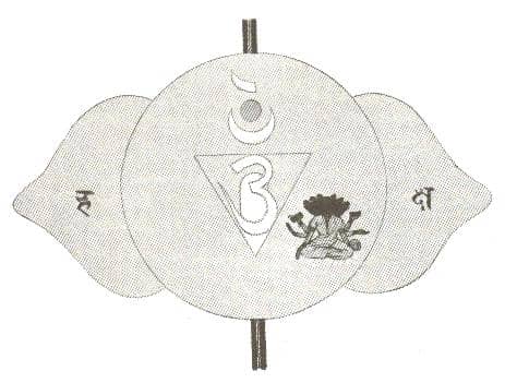 A traditional drawing of the Third Eye Chakra, or Ajna. This chakra aligns with the color of indigo or purple.