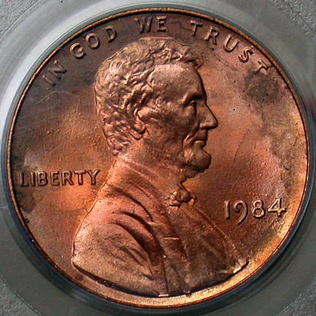 1984 double ear Lincoln penny.