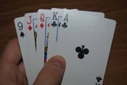 You have no hearts in your hand, so you can play trump! You only have one in your hand, so the nine of spades is your only choice.