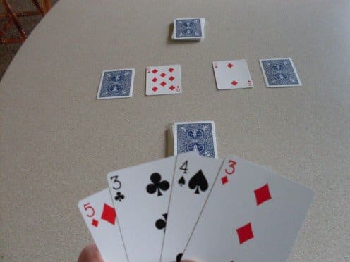 This would be what midplay looks like. The three would be placed on the two, then the four, then the three or five.