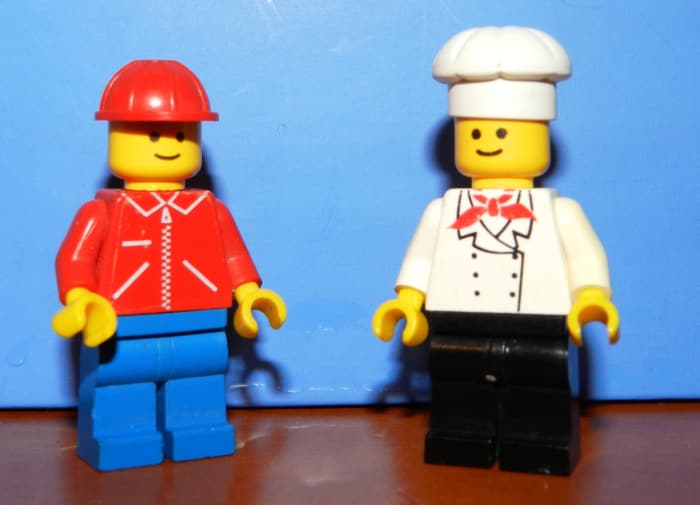 Construction Worker and Original Chef Vintage Lego Minifigures.
